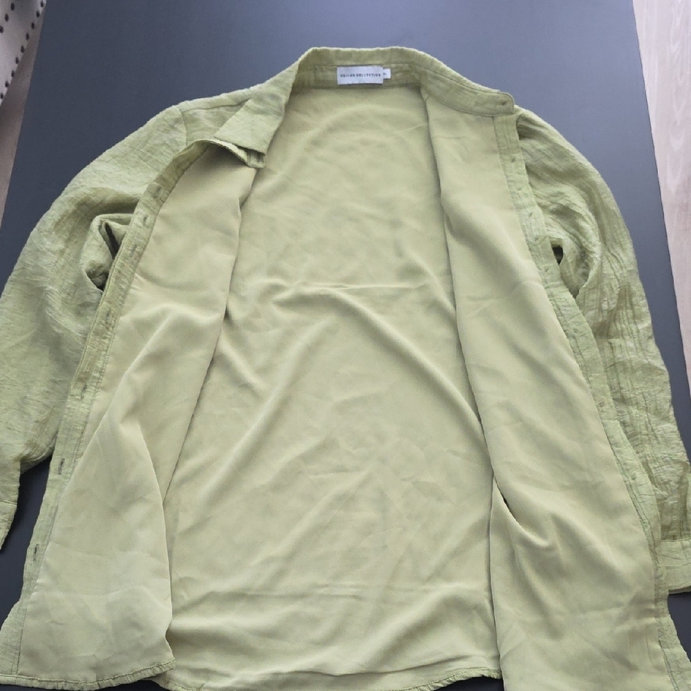Hanan Textured Button Down Top & Wide Leg Pants - Cypress Green - Picture 8 of 10